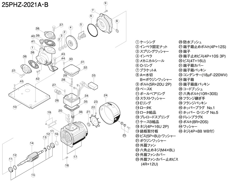 三相電機 ポンプ【50PBZ-15023B-E3】60Hz 鋳鉄製ラインポンプ(全閉モータ) 屋外設置可 