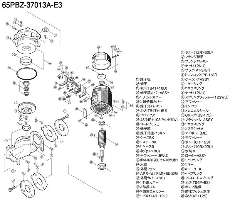 通信販売 アクアクラフト三相電機 鋳鉄製ラインポンプ 25PBZ-4031B 高揚程タイプ 管理100