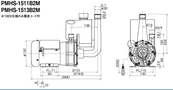 三相電機 マグネットポンプ PMD-22013A2Z-E3 三相200V 50Hz フランジ継手なし　送料無料 但、一部地域除 - 4